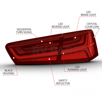 ANZO USA Tail Light Assembly LED Rectangular Red Set Of 2 - 321353-4