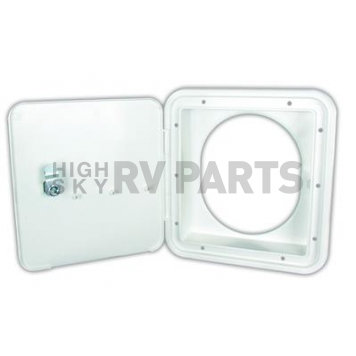 JR Products Fuel Door Polar White with Key - 71122-OVAL-A