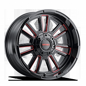 Mayhem Wheels Apollo 8115 - 20 x 9&nbsp;Black With Prism Red Accents - 8115-2937BTR