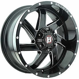 Ballistic Wheels 961 Guillotine - 20 x 9 Gloss Black With Natural Accents - 961290267-12GBX