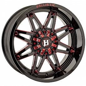Ballistic Wheels 963 Gladiator - 20 x 10&nbsp;Black With Red Natural Windows - 963200267-19GBXRD