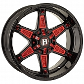 Ballistic Wheels 827 Warrior - 20 x 10&nbsp;Black With Red Windows - 827200267-19GB