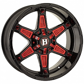 Ballistic Wheels 827 Warrior - 20 x 10&nbsp;Black With Red Windows - 827200267-19GB