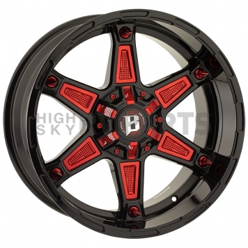 Ballistic Wheels 827 Warrior - 20 x 10 Black With Red Windows - 827200267-19GB-1