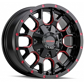 Mayhem Wheels Warrior 8015 - 20 x 10 Black With Prism Red Accents - 8015-2137BTR