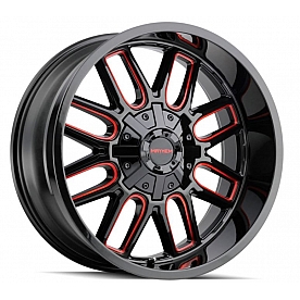 Mayhem Wheels Cogent 8107 - 22 x 12&nbsp;Black With Prism Red Accents - 8107-2237BTR