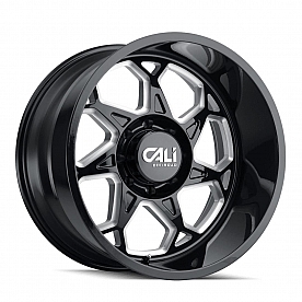 CALI Off-Road Wheel 9111 Sevenfold - 24 x 12&nbsp;Black With Natural Accents - 9111-24236BM