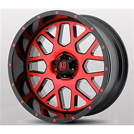 KMC Wheel 20 Diameter 0 Offset Aluminum Black With Red Tinted Single