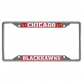 Fan Mat License Plate Frame - NHL Chicago Blackhawks Logo Metal - 14790
