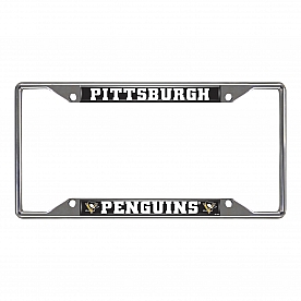 Fan Mat License Plate Frame - NHL Pittsburgh Penguins Logo Metal - 14886