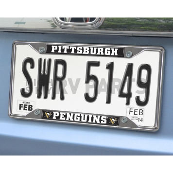 Fan Mat License Plate Frame - NHL Pittsburgh Penguins Logo Metal - 14886-1