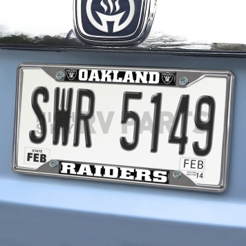 Fan Mat License Plate Frame - NFL Oakland Raiders Logo Metal - 15035-1