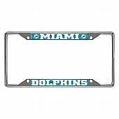 Fan Mat License Plate Frame - NFL Miami Dolphins Logo Metal - 15039