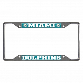 Fan Mat License Plate Frame - NFL Miami Dolphins Logo Metal - 15039