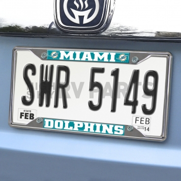 Fan Mat License Plate Frame - NFL Miami Dolphins Logo Metal - 15039-1