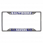 Fan Mat License Plate Frame - NFL Baltimore Ravens Logo Metal - 15531