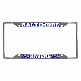 Fan Mat License Plate Frame - NFL Baltimore Ravens Logo Metal - 15531
