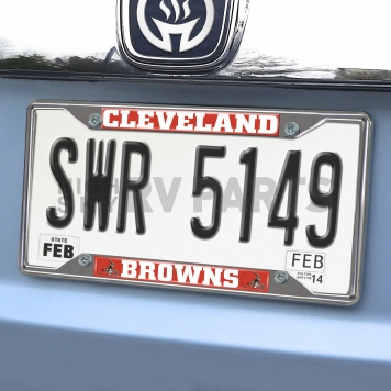 Fan Mat License Plate Frame - NFL Cleveland Browns Logo Metal - 21370-1