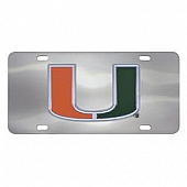 Fan Mat License Plate - University Of Miami Logo Stainless Steel - 24525