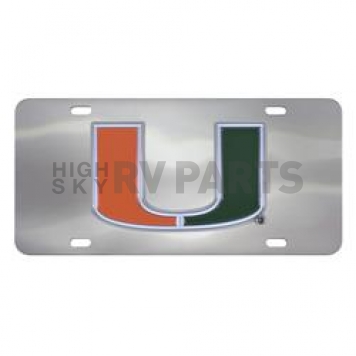Fan Mat License Plate - University Of Miami Logo Stainless Steel - 24525