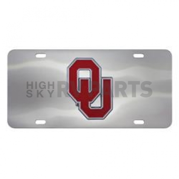 Fan Mat License Plate - University Of Oklahoma Logo Stainless Steel - 24527
