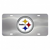 Fan Mat License Plate - NFL - Pittsburgh Steelers Logo Stainless Steel - 24532