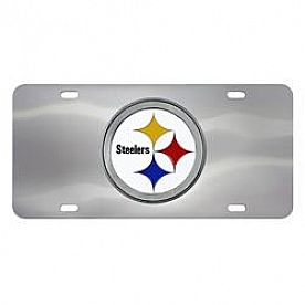 Fan Mat License Plate - NFL - Pittsburgh Steelers Logo Stainless Steel - 24532