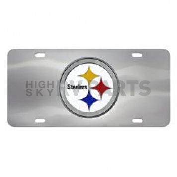 Fan Mat License Plate - NFL - Pittsburgh Steelers Logo Stainless Steel - 24532