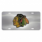 Fan Mat License Plate - NHL - Chicago Blackhawks Logo Stainless Steel - 24536