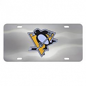 Fan Mat License Plate - NHL - Pittsburgh Penguins Logo Stainless Steel - 24537