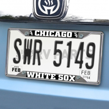 Fan Mat License Plate Frame - MLB Chicago White Sox Logo Metal - 26544-1