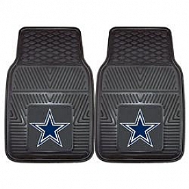 Fan Mat Floor Mat - Universal Fit Black Vinyl Set of 2 - 8274