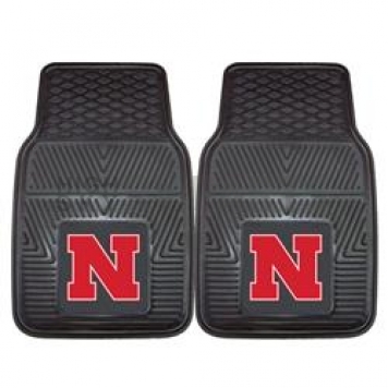 Fan Mat Floor Mat - Universal Fit Black Vinyl Set of 2 - 8871