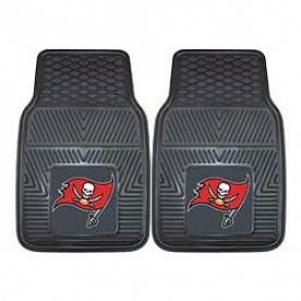 Fan Mat Floor Mat - Universal Fit Black Vinyl Set of 2 - 8908