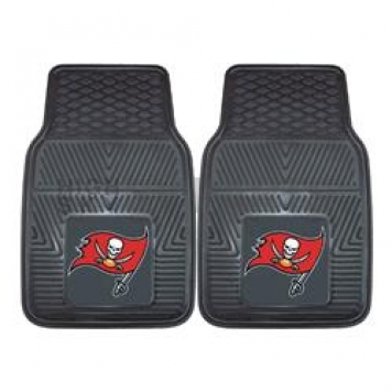 Fan Mat Floor Mat - Universal Fit Black Vinyl Set of 2 - 8908