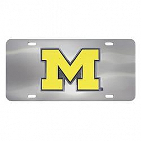 Fan Mat License Plate - University Of Michigan Logo Stainless Steel - 24519