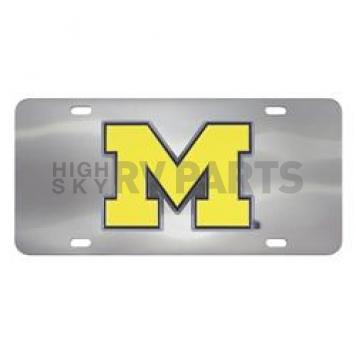 Fan Mat License Plate - University Of Michigan Logo Stainless Steel - 24519