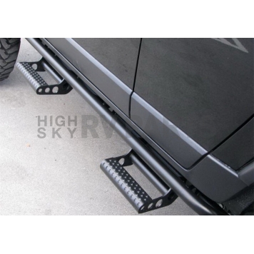 N-Fab Rocker Panel Guard - Black Round Tube Textured Powder Coated Steel Single - D194RKRCCS4-1