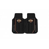 Plasticolor Floor Mat - Universal Rubber Bar And Shield Harley-Davidson Logo With Stripe/Grooves Set of 2 - 001653R01