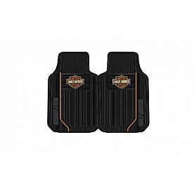 Plasticolor Floor Mat - Universal Rubber Bar And Shield Harley-Davidson Logo With Stripe/Grooves Set of 2 - 001653R01