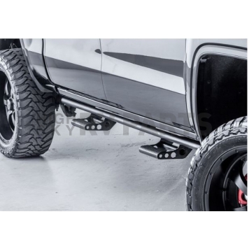 N-Fab Rocker Panel Guard - Black Round Tube Textured Powder Coated Steel Single - F194RKRCC-1