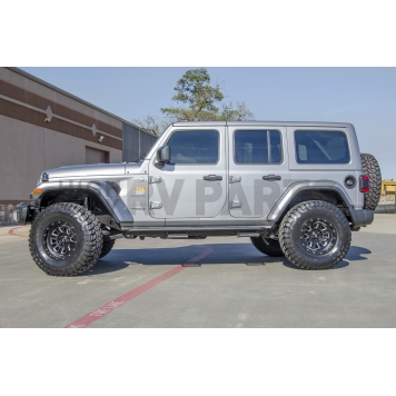 N-Fab Rocker Panel Guard - Black Round Tube Cab Length Textured Powder Coated Steel Single - J184RKRS4-2
