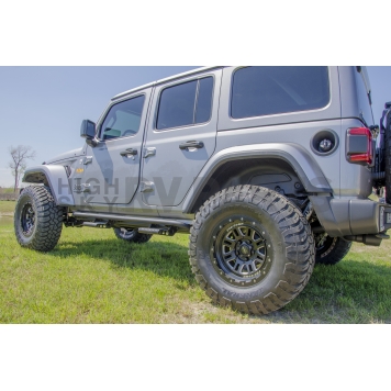 N-Fab Rocker Panel Guard - Black Round Tube Cab Length Textured Powder Coated Steel Single - J184RKRS4-3