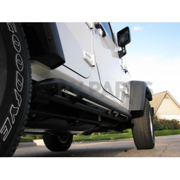 N-Fab Rocker Panel Guard - Black Round Tube Textured Powder Coated Steel Single - J074RKR