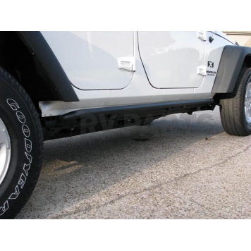 N-Fab Rocker Panel Guard - Black Round Tube Textured Powder Coated Steel Single - J074RKR-1