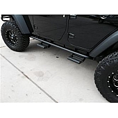 N-Fab Rocker Panel Guard - Black Round Tube Textured Powder Coated Steel Single - J074RKRS4