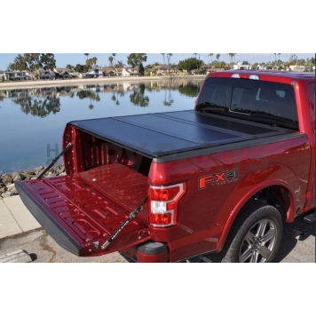 Leer Tonneau Cover Hard Folding Black Matte Textured Fiberglass Reinforced - 631123-3