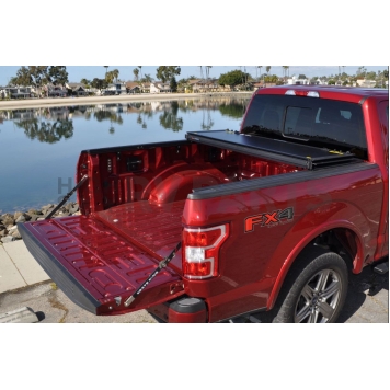 Leer Tonneau Cover Hard Folding Black Matte Textured Fiberglass Reinforced - 631149-2