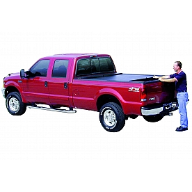Roll-N-Lock Tonneau Cover Soft Manual Retractable Black Vinyl Adhered To Interlocking Aluminum Panels - LG107M