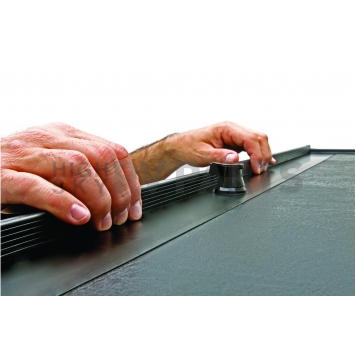 Roll-N-Lock Tonneau Cover Soft Manual Retractable Black Vinyl Adhered To Interlocking Aluminum Panels - LG107M-4